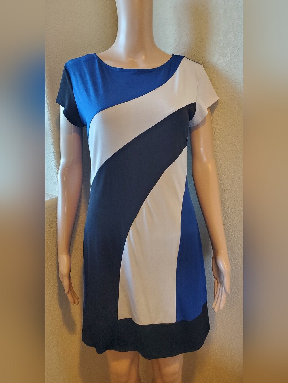AA studio Multicolor Dress M size 6P  pattern color block Sheath blue greyExce